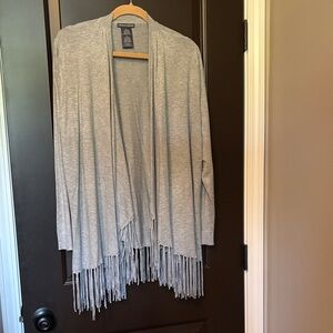 Chelsea & Theodore L Gray Fringe Cascade Open Cardigan